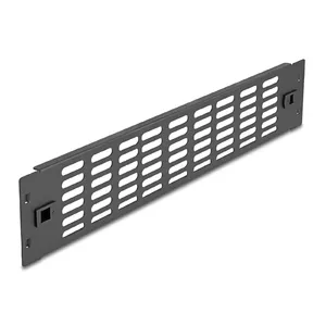 Vented Blank Panel DeLOCK 19" 2U Black Metal Tool Free