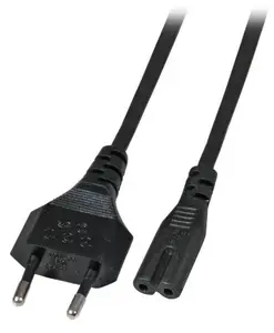 Power cord EFB Elektronik Euro-C7 angled 180° black 3 m, 2 x 0.75 mm²