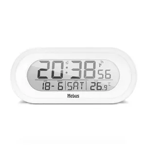Digitālais modinātājs Mebus 25808 Ovals Balts Zila apgaismojums Baterija AAA