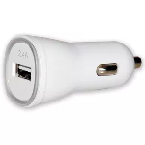 Автомобильное USB-зарядное TECHLY IUSB2-CAR2-2A1P — 1× USB 5В 2,4А, вход 12–24В, белое