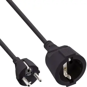 Power extension cable InLine 16410F — 20 m, black, indoor, 1× Type E/F outlet, child safety