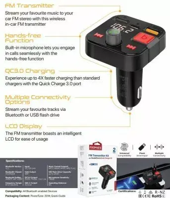 Promate PowerTune-30W Bluetooth FM-трансмиттер Photo 6