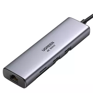 Adaptera koncentrators UGREEN, no USB-C uz 2x USB 3.0, HDMI, RJ45, SD/TF