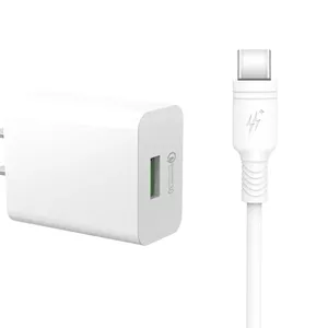 DCO U18 18W USB Гнездо Быстрая Адаптивная Зарядка + USB-C 1m Кабель Samsung Xiaomi Huawei Oppo Белый (OEM)