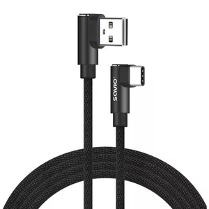 USB cable SAVIO CL-164 — USB-C to USB-A, USB 2.0, 2 m, black, braided