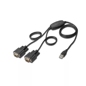 Digitus USB 2.0 - 2x RS-232 seriālais kabelis Melns 1,5 m USB Type-A DB-9