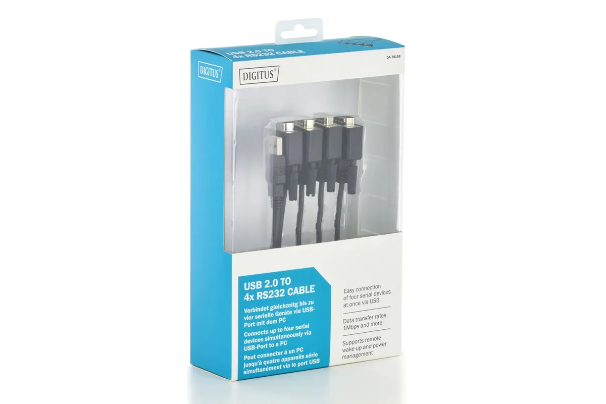 USB 2.0 uz 4xRS232 kabelis