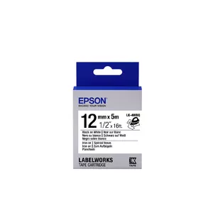 Наклейка для утюга Epson LK-4WBQ Черная/Белая 12мм (5м)