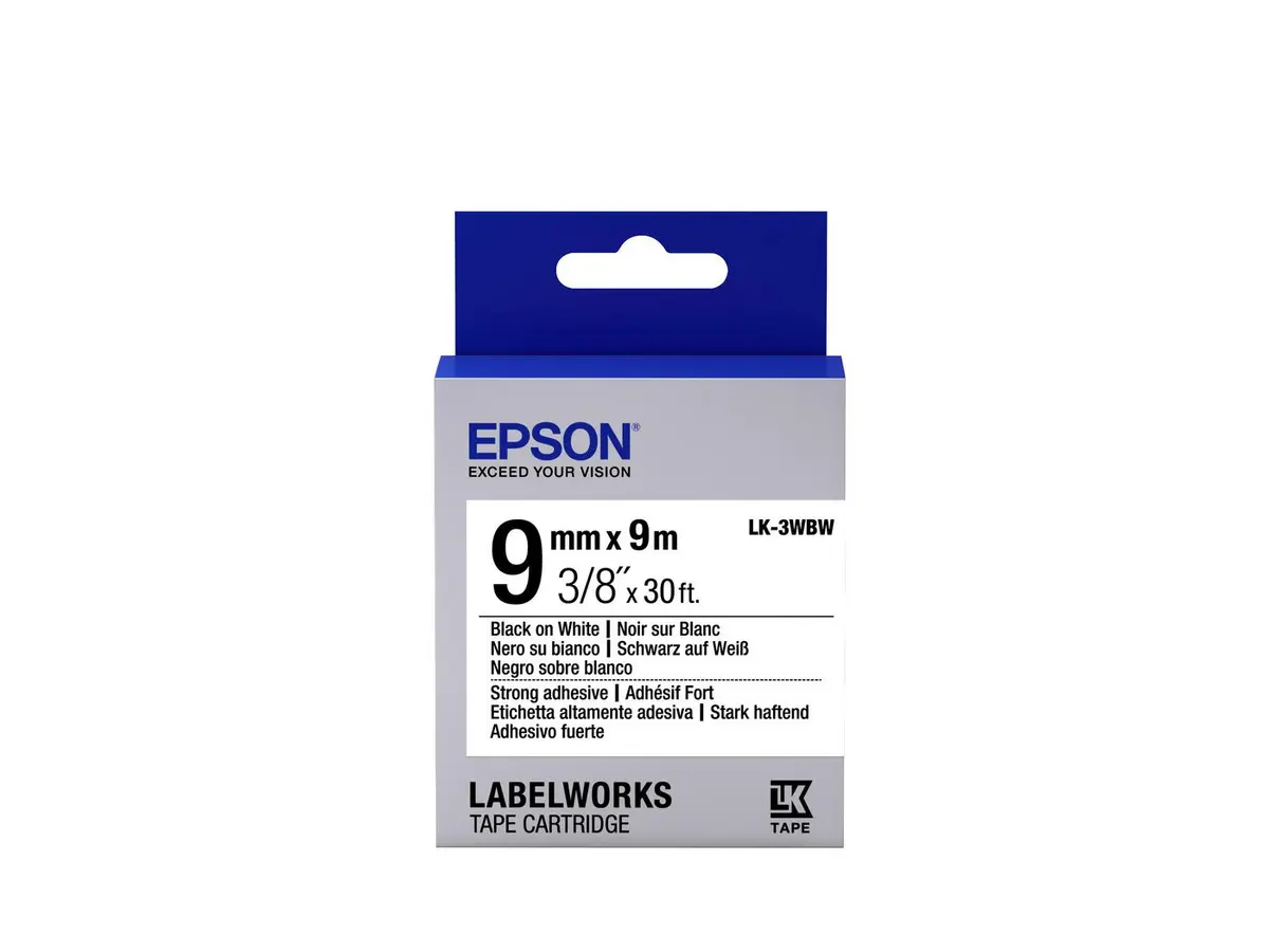 Kārtridžs lente Epson LK-3WBW Melns/Balts 9mm