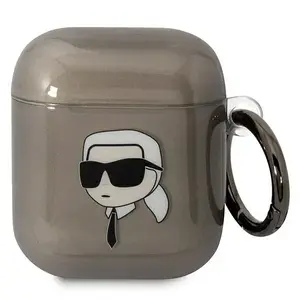 Aizsargvāks AirPods Karl Lagerfeld KLA2HNIKTCK melns ar Karl's Head dizainu