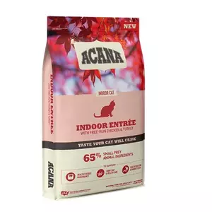 Sausais kaķu barība ACANA Indoor Entrée 4,5 kg — Pieaugušiem mājas kaķiem, Vistas gaļa, 37% olbaltumvielu, 14% tauku