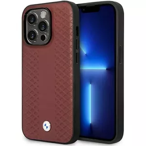 Etui BMW BMHMP14L22RFGR iPhone 14 Pro 6,1" bordo/bordo ādas magsefe ar dimanta rakstu MagSafe