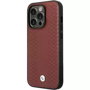 Etui BMW BMHMP14X22RFGR iPhone 14 Pro Max 6,7" bordo/burundietis Ādas magsefe ar dimanta rakstu MagSafe