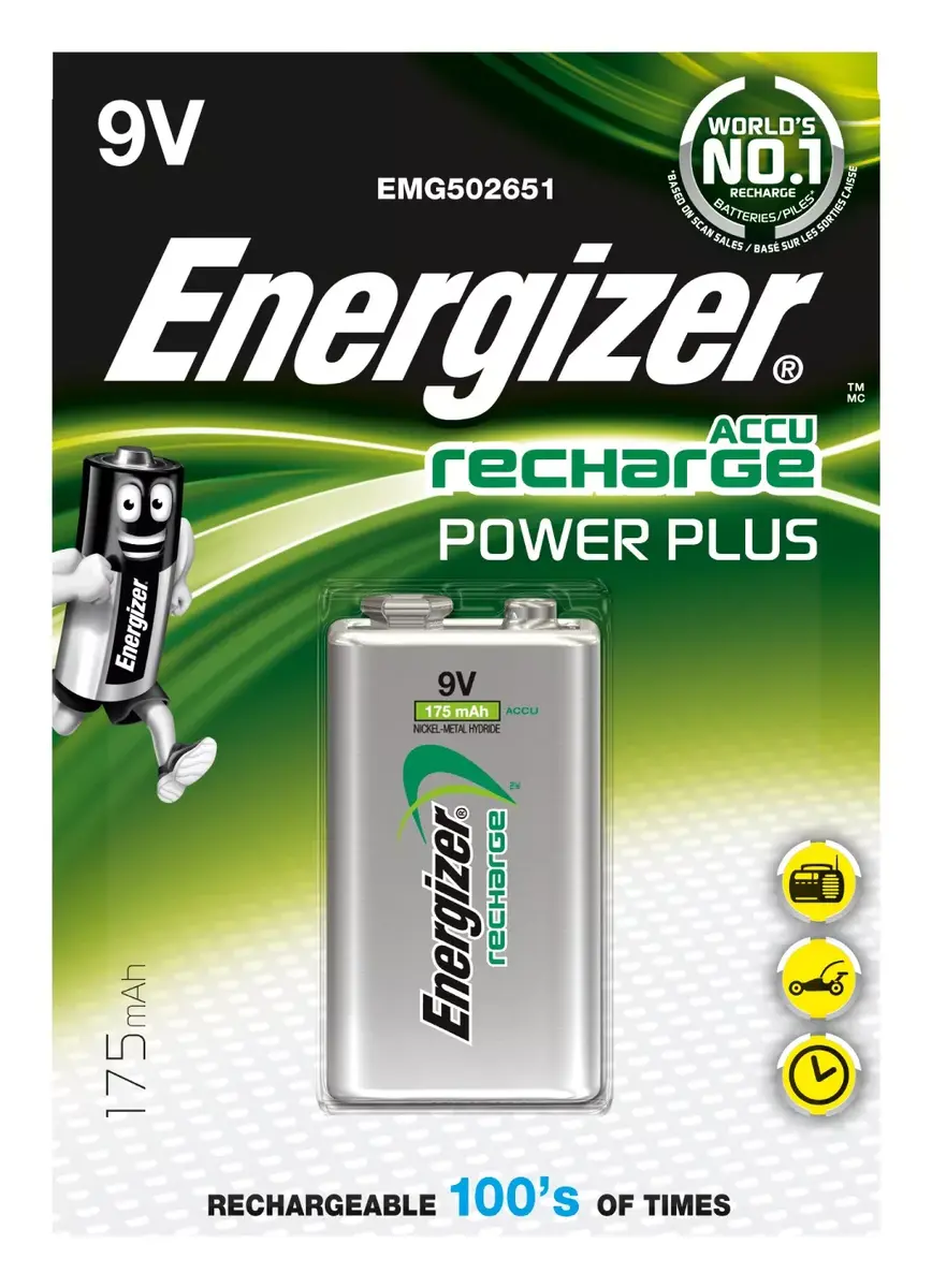 Energizer ENRPP3P1 Uzlādējams 9V Akumulators Niķeļa-metāla