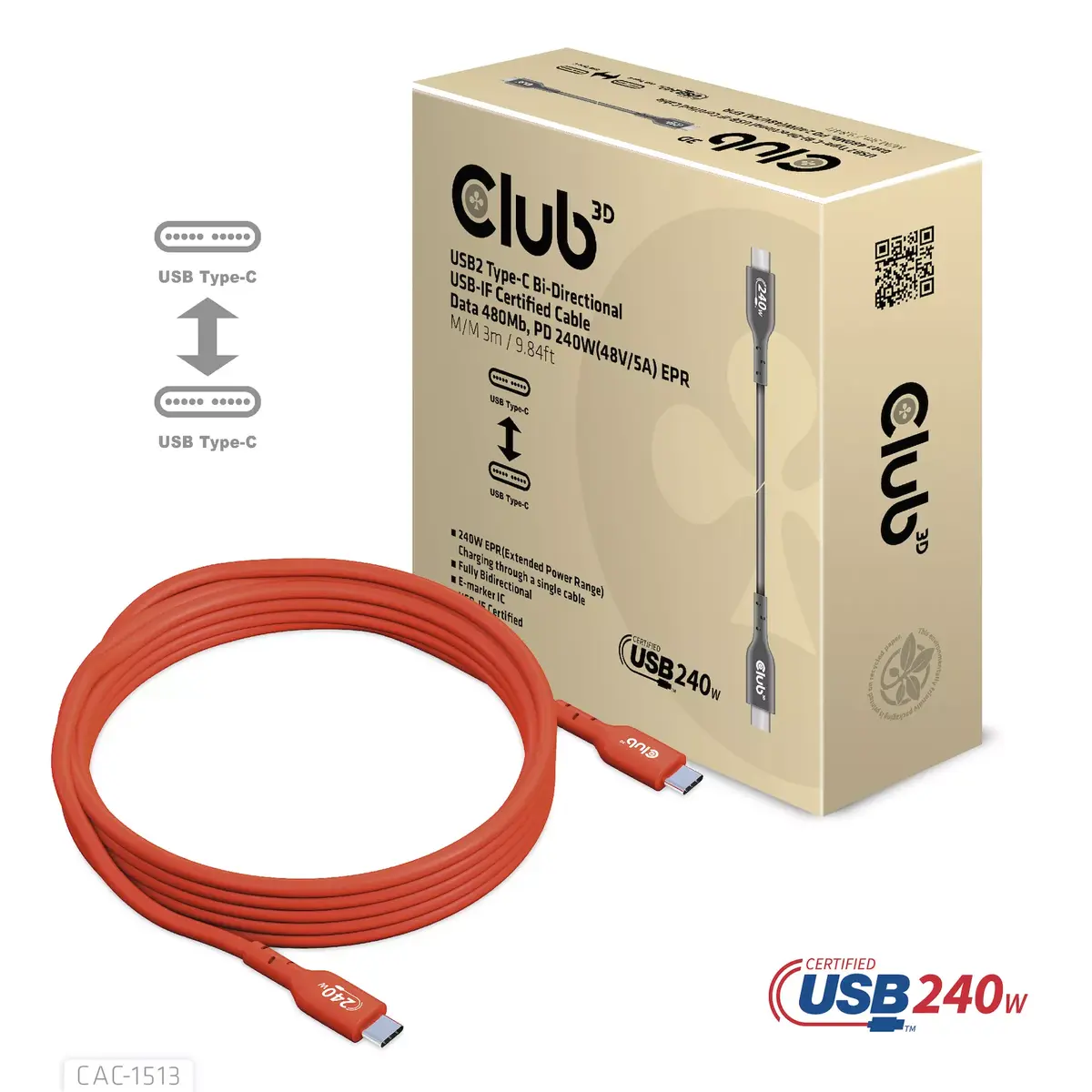 USB2 Type-C кабель CLUB3D CAC-1513 Photo 6