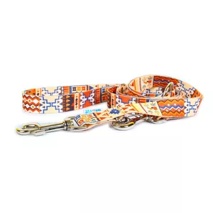 Dog leash MATTEO Adjustable leash Boho 20 mm — 220 cm, adjustable length, fabric style