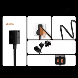 Power cable Baseus PSMN000301 1 m with EU and UK adapter, black