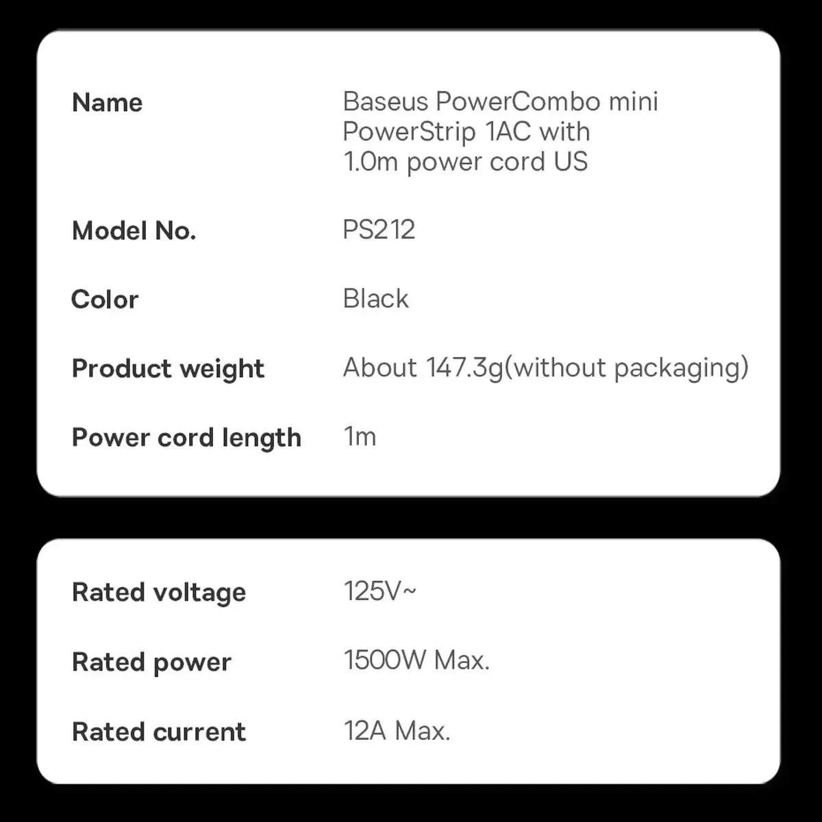 Power cable Baseus PSMN000301 1 m Photo 4