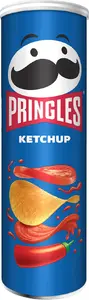Potato Chips Pringles Ketchup 165 g — canned stackable crisps, ketchup flavor