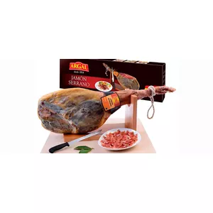Serrano ham palette Argal 450-14713 with stand and knife, cured 10–14 months