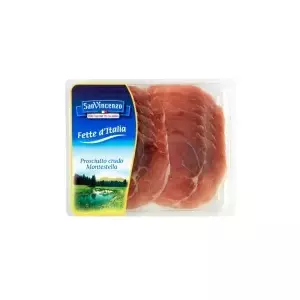 Sagriezts Prosciutto Crudo San Vincenzo 80 g — plānās šķēlēs itāļu žāvēta šķiņķa