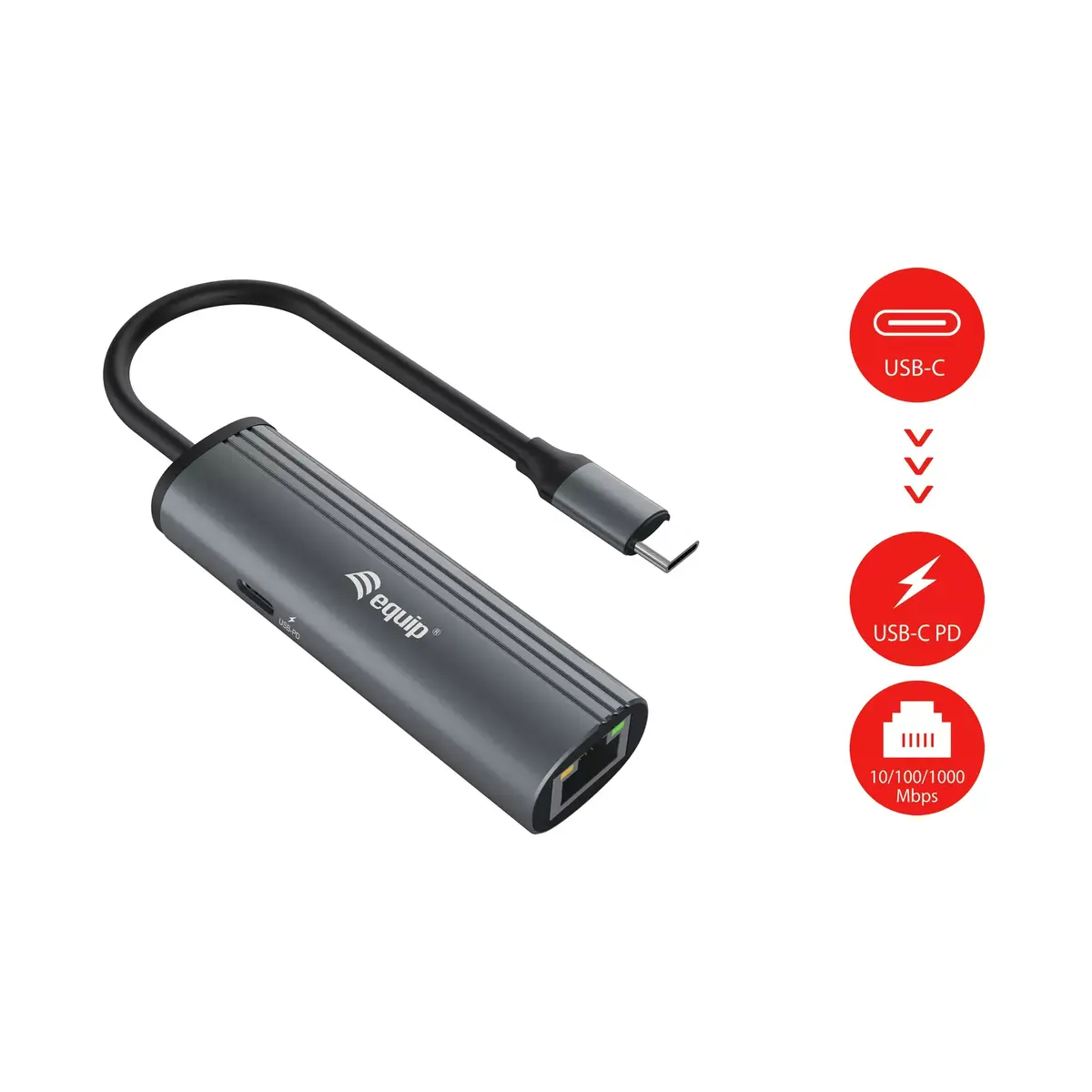 Адаптер Equip USB-C на RJ45 Gigabit Network + PD Photo 2