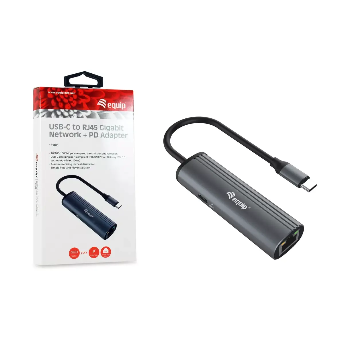 Адаптер Equip USB-C на RJ45 Gigabit Network + PD Photo 4