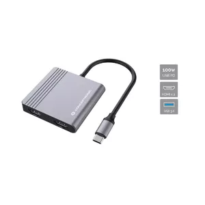 Laptop dock Conceptronic DONN13G USB 3.2 Gen 1 Type-C Grey 4K Ultra HD