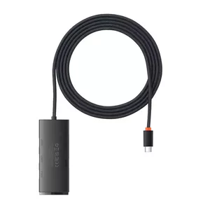 Baseus Lite sērijas centrmezgls 4in1 USB-C uz 4x USB 3.0 + USB-C, 2 m (melns)