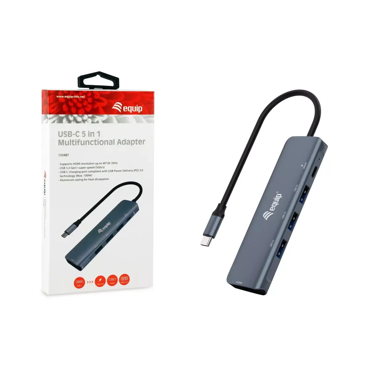 Equip USB-C 5 in 1 Multifunkcionālais adapteris Photo 3