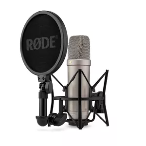 Studijas kondensatora mikrofons RØDE NT1‑A 5th Gen — kardioīdais, XLR/USB, 24/32 bitu, līdz 192 kHz, max SPL 142 dB, sudrabains