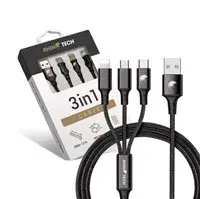 RhinoTech 3-in-1 USB-A uz Micro/Lightning/USB-C kabelis 1.2m Photo 2