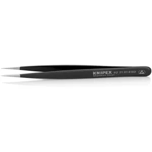 Knipex ESD Industrial Tweezer 92 21 01 Stainless Steel Pointed Black
