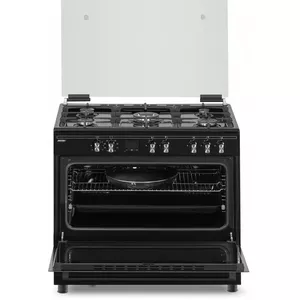 Gas-electric cooker MPM MPM-93-KGM-32 90 cm with gas hob, electric oven, 5 burners, black, energy class A