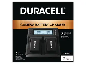 Duracell DRS6122 Battery Charger for Sony NP-FZ100 DSLR Cameras with Dual Slot and LED Display 8.4V