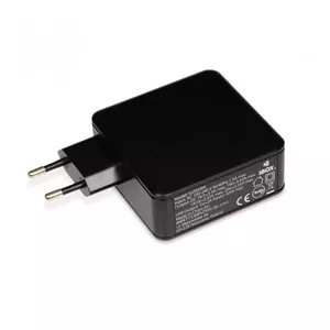 Laptop power adapter IBOX IUZ65WA, AC-to-DC auto 100–240V → 18.5–20.5V, 65W, 1×USB, black
