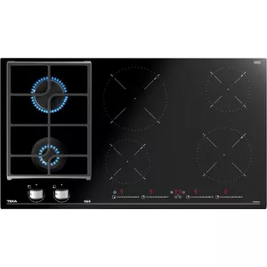 Built-in combi hob TEKA IND-GAZ PLATE JZC 96324 ABC BK (E4) — 90 cm, 4 cooking zones (2 induction + 2 gas), glass-ceramic, rotary and Slider control