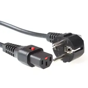 ACT Powercord CEE 7/7 male angled C13 IEC Lock black 3 m EL234S