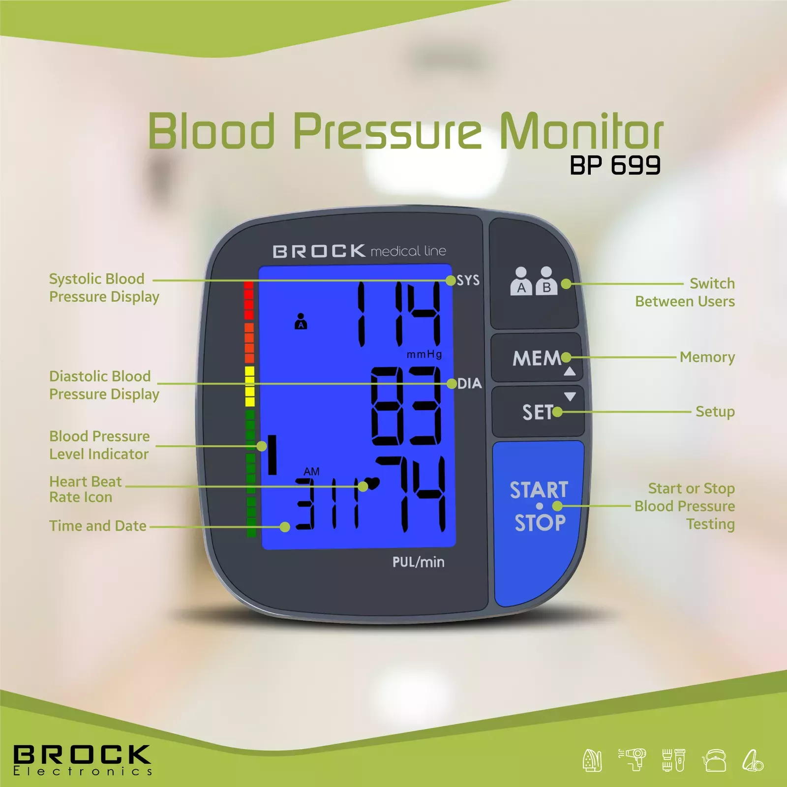 BROCK Blood pressure monitor TMB 1873