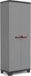 Keter Stilo Garage Cabinet Floorstanding Universal with 3 Shelves Black Grey Red