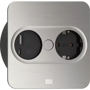 Sokets tips F + USB A + USB C Bachmann 946.005 Nerūsējošais tērauds