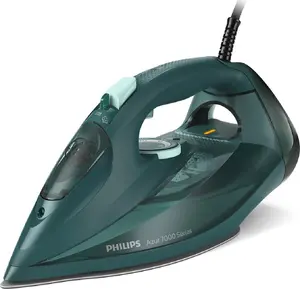 Паровой утюг Philips 7000 Series DST7050/70 мощностью 2800 Вт, с подошвой SteamGlide Elite, постоянным паром 50 г/мин и паровым ударом 250 г, зеленого цвета