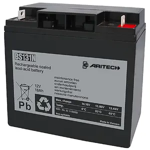Hermētiska svina‑skābes akumulators Aritech BS131N 12V 18Ah, bezapkopes, uzlādējams