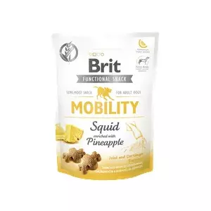 Лакомство для собак Brit Functional Snack Mobility Squid 150 г — гипоаллергенное морепродуктовое угощение для взрослых собак, поддержка суставов
