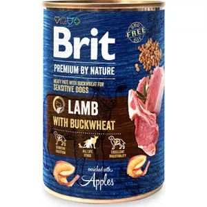 Влажный корм для собак Brit Premium by Nature Ягненок с гречкой 400 г