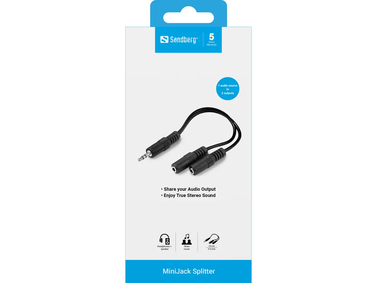 Sandberg MiniJack Splitter 1-2 Audio Adapter Photo 2