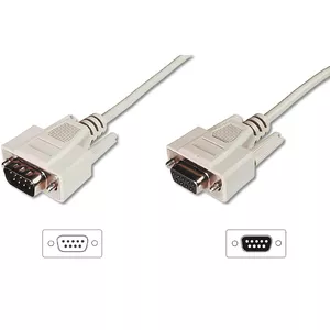 Extension cable DIGITUS D-Sub9 M to D-Sub9 F, 10 m, beige