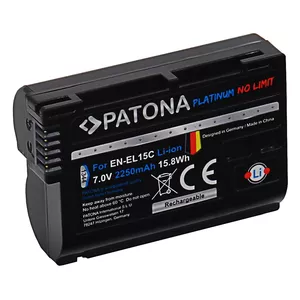 Fotokameras akumulators PATONA 1344 Lithium‑Ion 2250 mAh priekš Nikon EN‑EL15C saderīgām kamerām