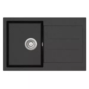 Sink AQUASANITA SQT101-601AW Black — single-bowl kitchen sink, undermount/topmount compatible