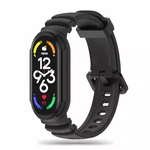Tech-Protect Hybrid Silicone Strap for Xiaomi Mi Band 5, 6, 6 NFC and 7, Black